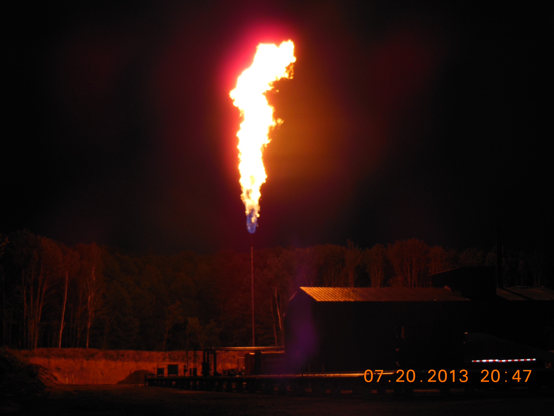 State Garfield 1-25 HD1 being flow tested & flared. Fire fighters arrived this night with their lights flashing thinking the Michigan State Forest had burst into flames bc no one had told them to expect this flare test. They, like everyone else, had never seen a flare test from Michigan's Collingwood Shale.
