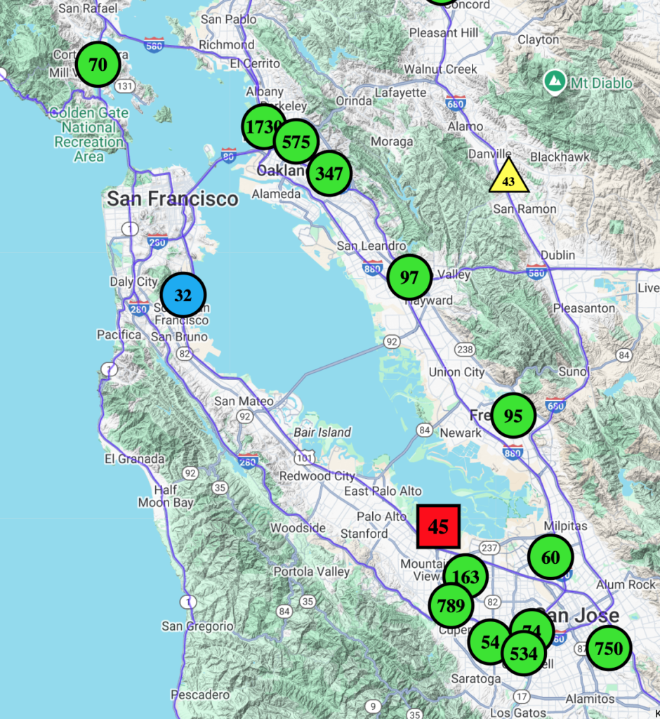 Real time hydrogen map san francisco bay