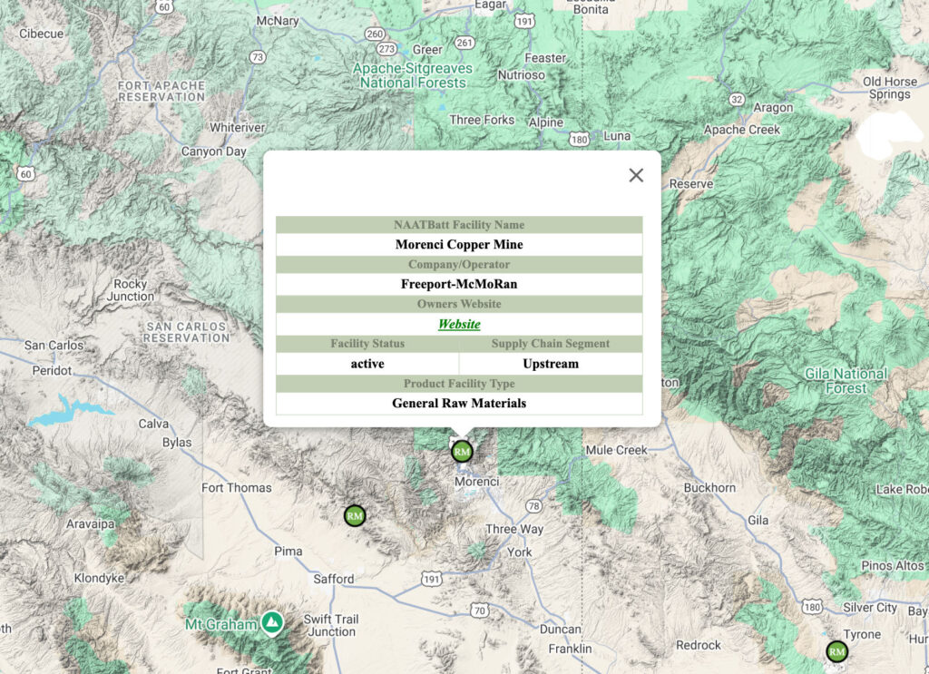 RMP's Li-ion Supply Chain Map Morenci Copper Mine Arizona